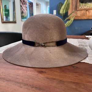 Eugenia Kim Taupe Hat with Dark Blue Band